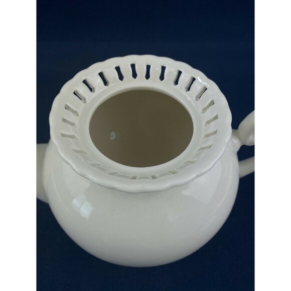 Gracie Coastline Imports Decorative China Teapot w Lid Cream Lattice Top - Picture 12 of 12